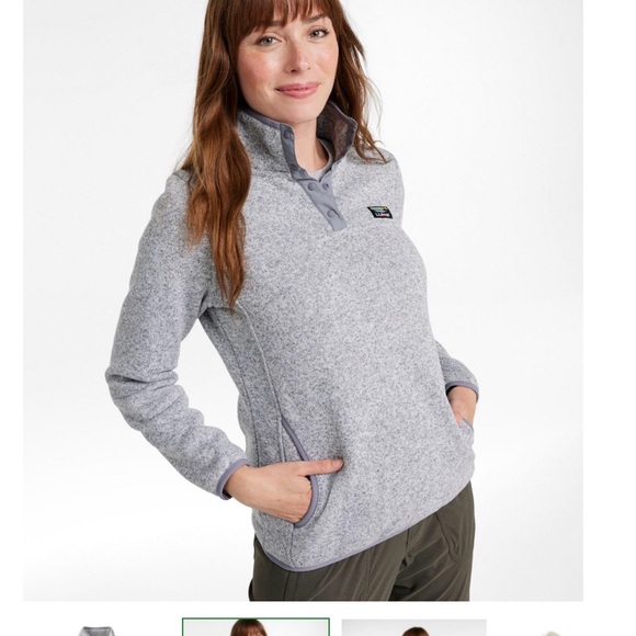 L.L. Bean Heathered Gray Fleece Pullover - Picture 5 of 6